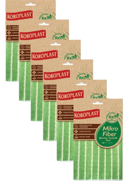 Koroplast Mikrofiber Bambu Temizlik Bezi 30 x 30 cm x 6 Adet