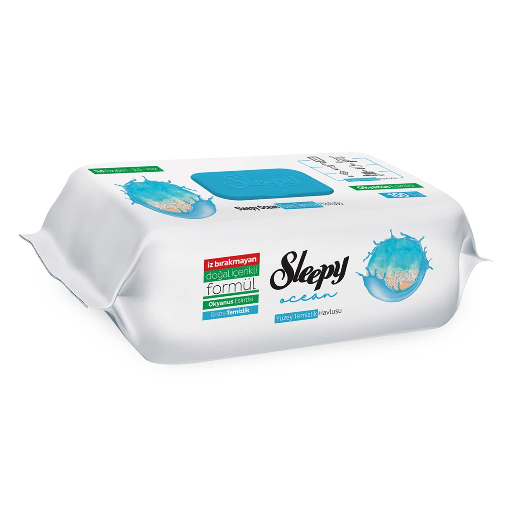 Sleepy Okyanus Esintisi Yüzey Temizleme Bezi 100'lü