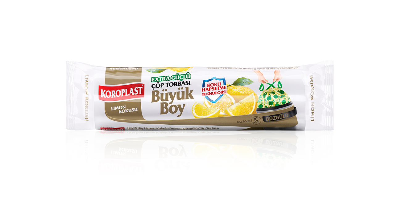 Koroplast Limon Kokulu Büzgülü Büyük Boy Çöp Torbası
