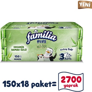 Familia Plus Natural Çek Al Mendil 150LI 18 Paket