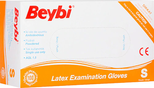 Beybi Lateks Pudralı Small 100'lü Muayene Eldiveni