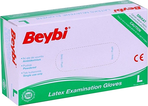 Beybi Lateks Pudralı Large 100'lü Eldiven